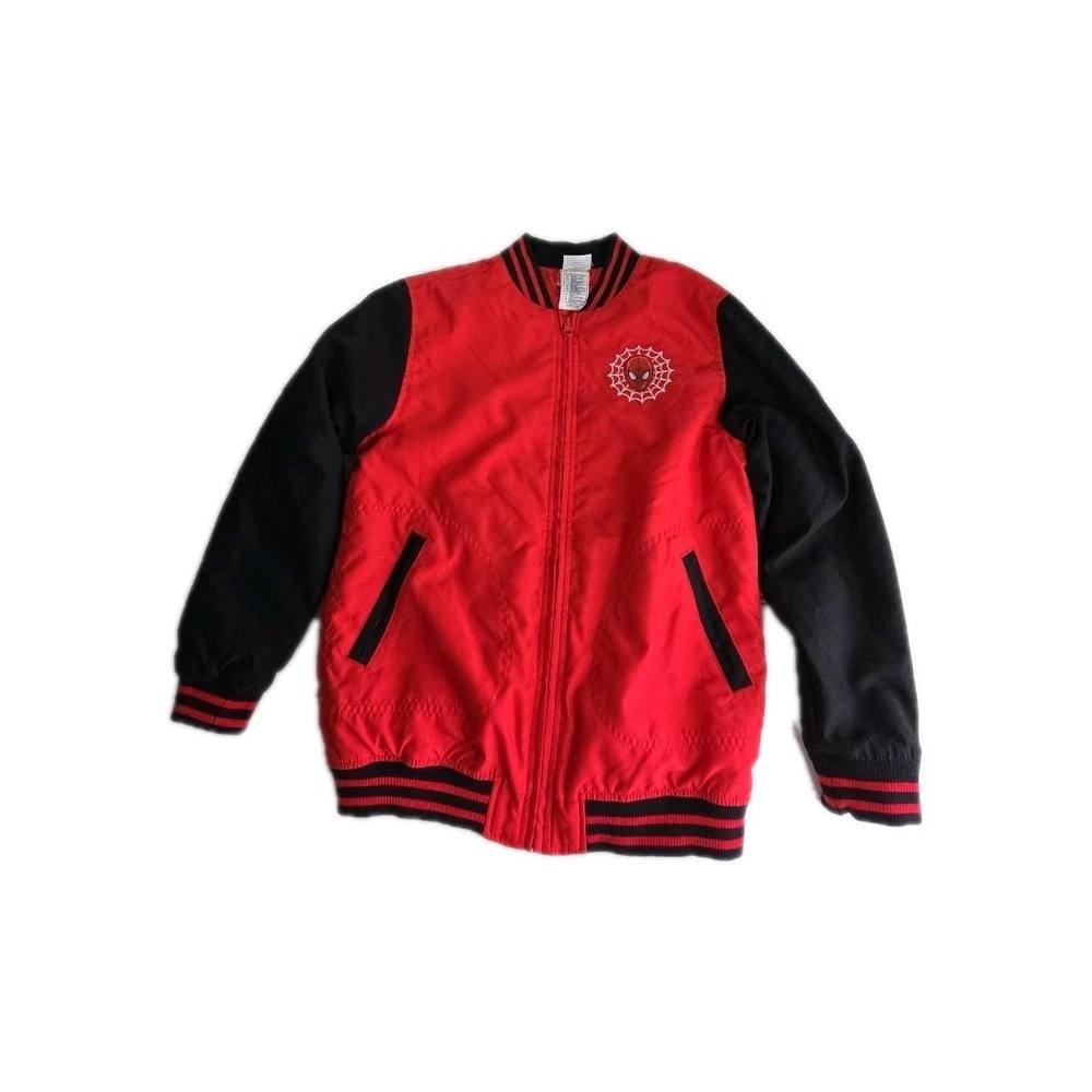 Disney Store Marvel Spider-Man Varsity Jacket Youth Kids Size L-10 BLACK/RED